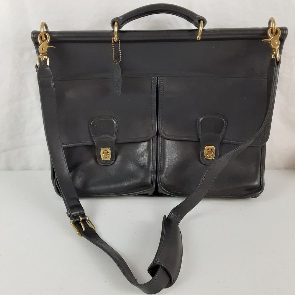 Coach 5279 Kensington Dowel Rod Black Leather Vintage Briefcase Original Hangtag